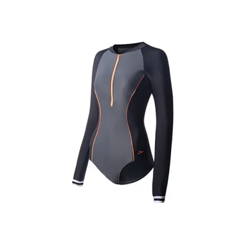 Speedo One Piece Swimsuits Women's Black/Gray/Orange