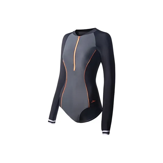 Speedo One Piece Swimsuits Women's Black/Gray/Orange-0