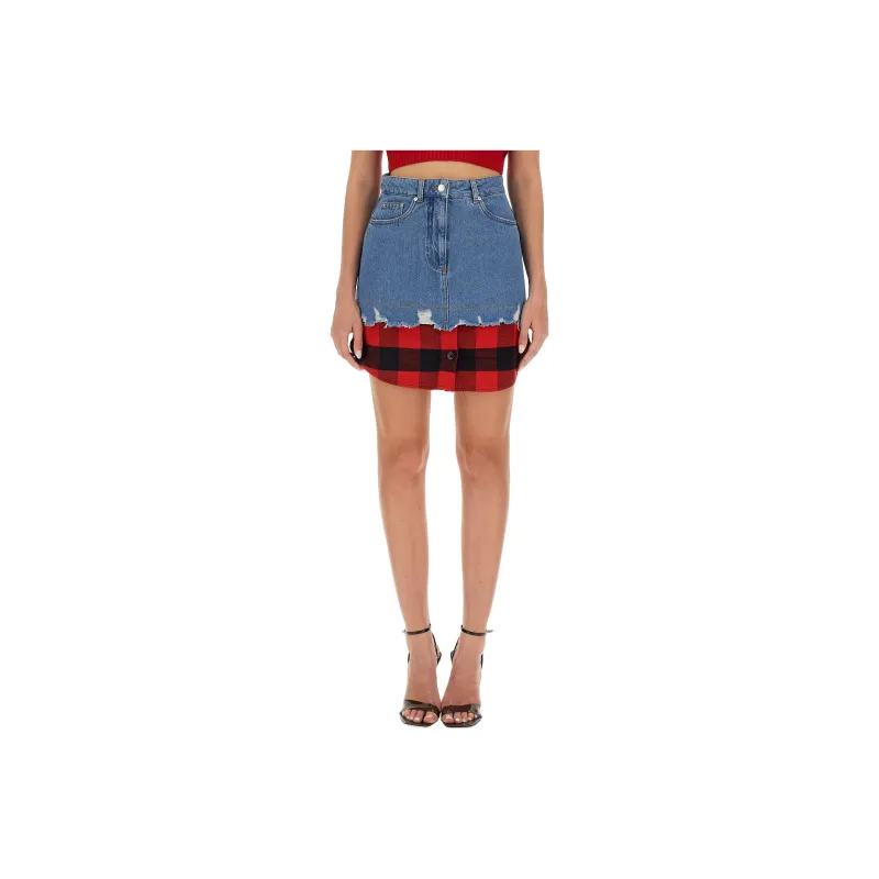 MOSCHINO Jeans Layered Denim Mini Skirt-0