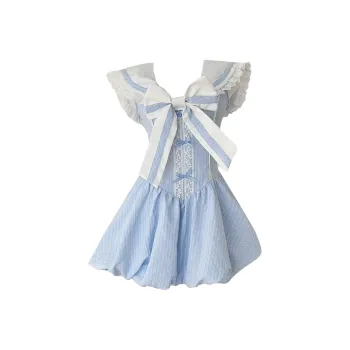 Mu Xiao Xin Sleeveless Dress Women's Blue Two Piece Set