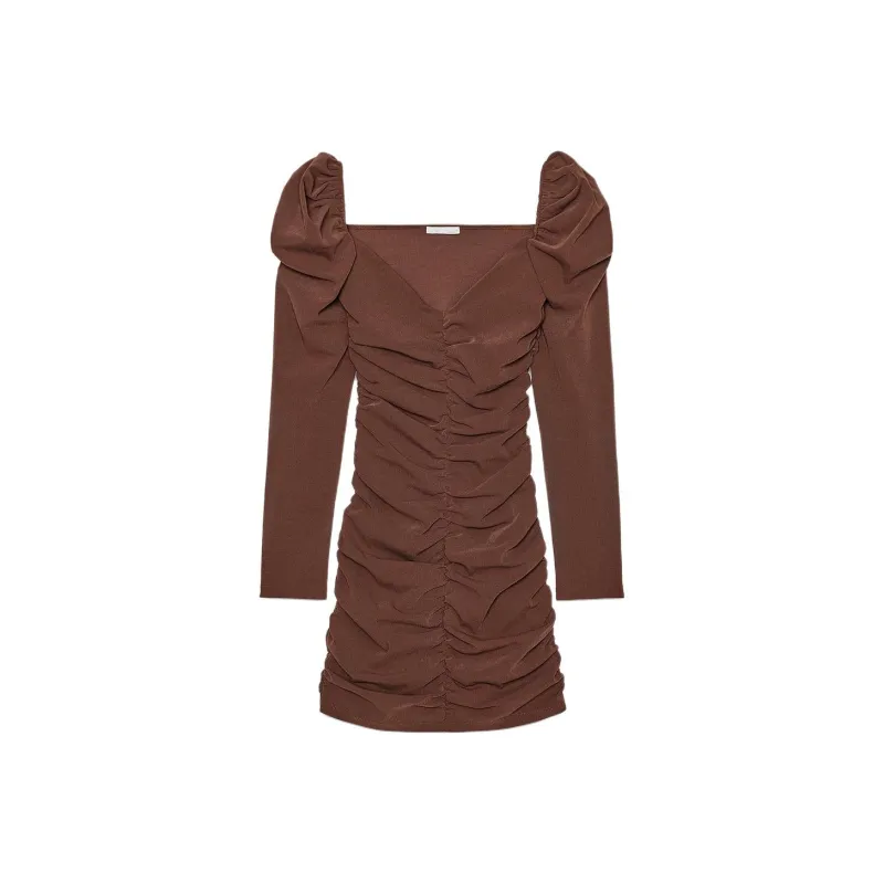 ZARA Long Sleeved Dresses Women's Light Brown-0