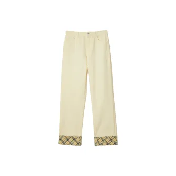 Burberry Checkered Logo Patch Straight Leg Jeans