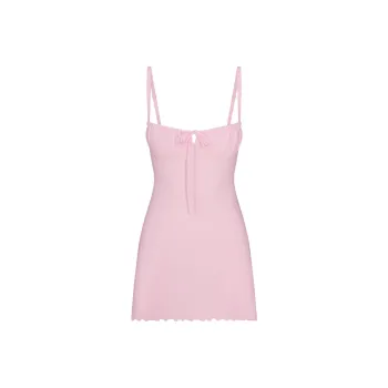 SKIMS Valentine's Day Collection SS25 LOGO POINTELLE MINI DRESS Slip Dresses Women's CHERRY BLOSSOM/Cherry Blossom Pink