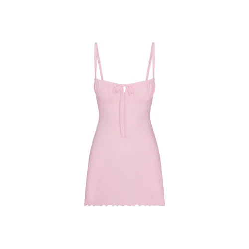 SKIMS Valentine's Day Collection SS25 LOGO POINTELLE MINI DRESS Slip Dresses Women's CHERRY BLOSSOM/Cherry Blossom Pink