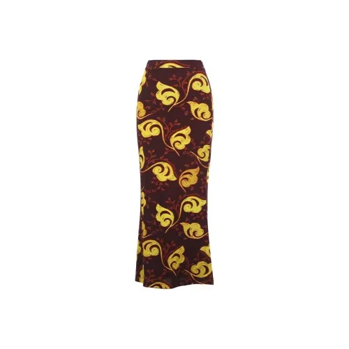 VERSACE JEANS COUTURE Casual Long Skirts Women's Burgundy