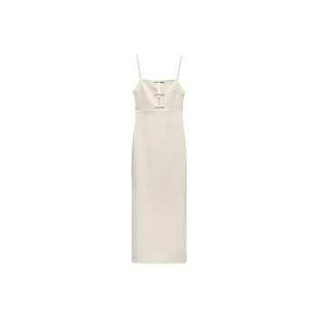 ZARA Trf Slip Dress Women's Beige