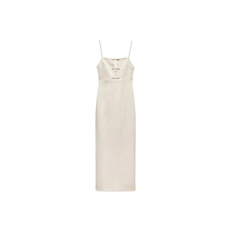 ZARA Trf Slip Dress Women's Beige-0