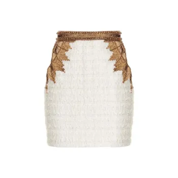 BALMAIN Sequin embellished Tweed Skirt