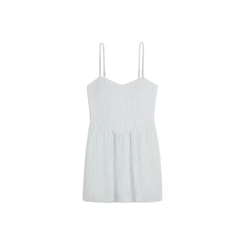 Hollister Slip Dress Women's Light Green Stripes