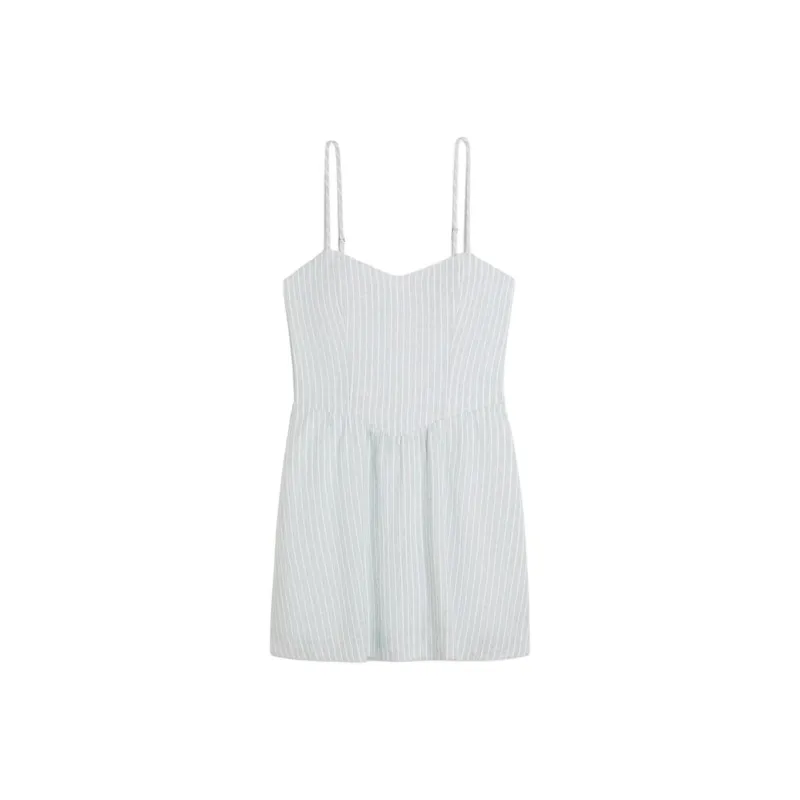 Hollister Slip Dress Women's Light Green Stripes-0