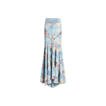 Polo Ralph Lauren Patchwork Chambray Maxi Skirt
