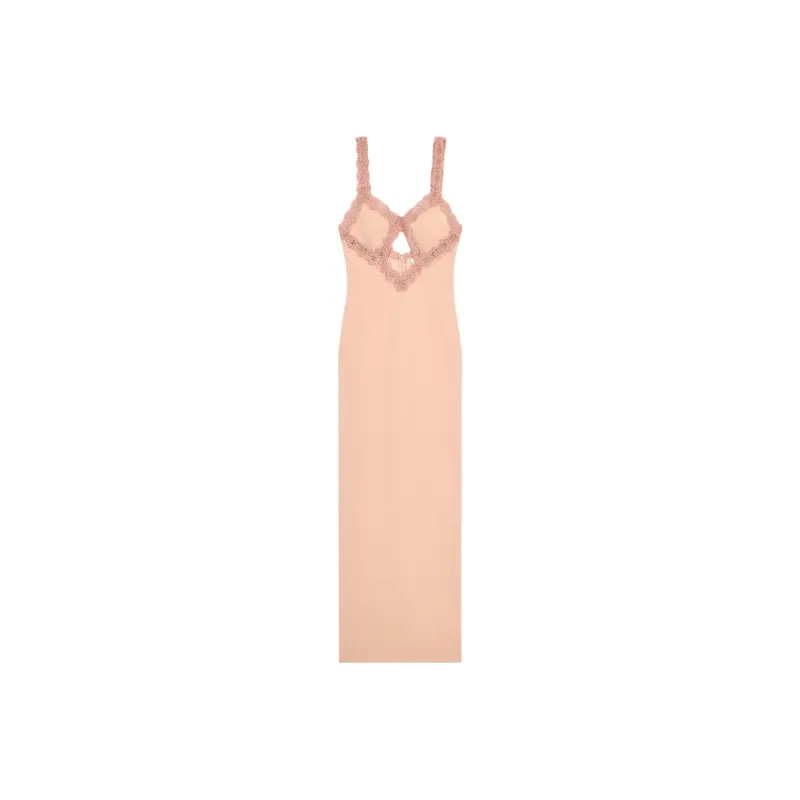 Blumarine Lace Trim Cut Out Detailed Maxi Dress-0