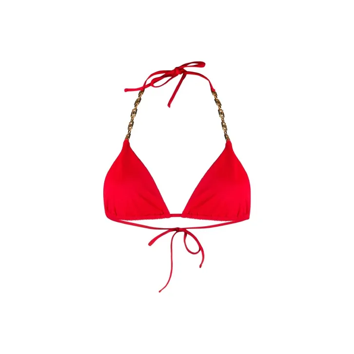 VERSACE Greca Chain Bikini Top 'Red'-0