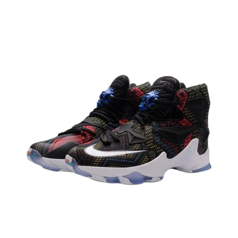 Nike Lebron 13 Anti Slip Wear Resistant High Top Basketball Shoes Men's Black Red-1