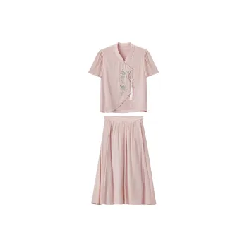 XIANGYING Skirt Set Women's Beige