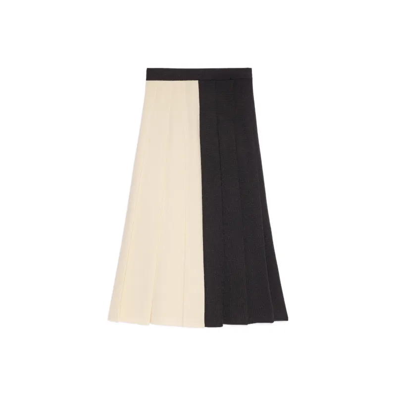 GUCCI Two tone Pleated Knitted Skirt-0