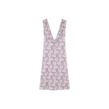 VERSACE Poppies V neck Midi Dress