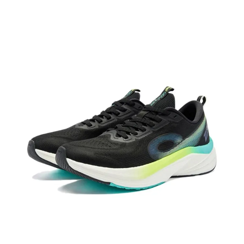 QIAODAN Speed 3LITE Cushioning, Slip Resistant, And Abrasion Resistant Low Top Casual Running Shoes Men's Black White-1