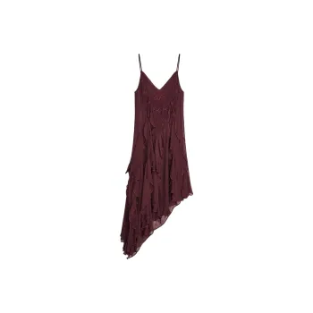 ZARA ZW Series Slip Dress Women's Dark Red Color