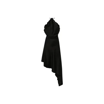 The Attico Asymmetric Sleeveless Satin Midi Dress