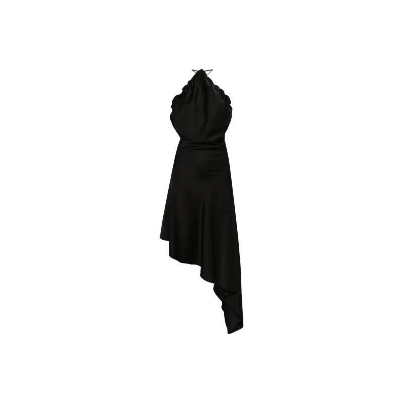 The Attico Asymmetric Sleeveless Satin Midi Dress-0