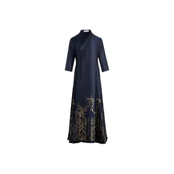 A LIFE ON THE LEFT Long Sleeved Dress Women's Teal Gold Blue