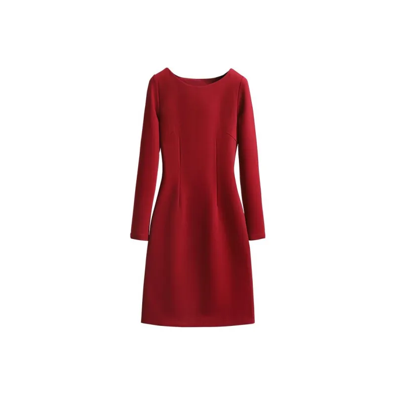Silky Queen Long Sleeved Dresses Women's Red-0