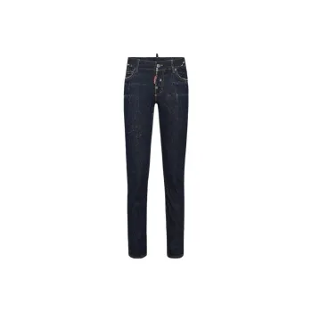 DSQUARED 2 Dark Crinkle Washed Medium Waist Jennifer Jeans