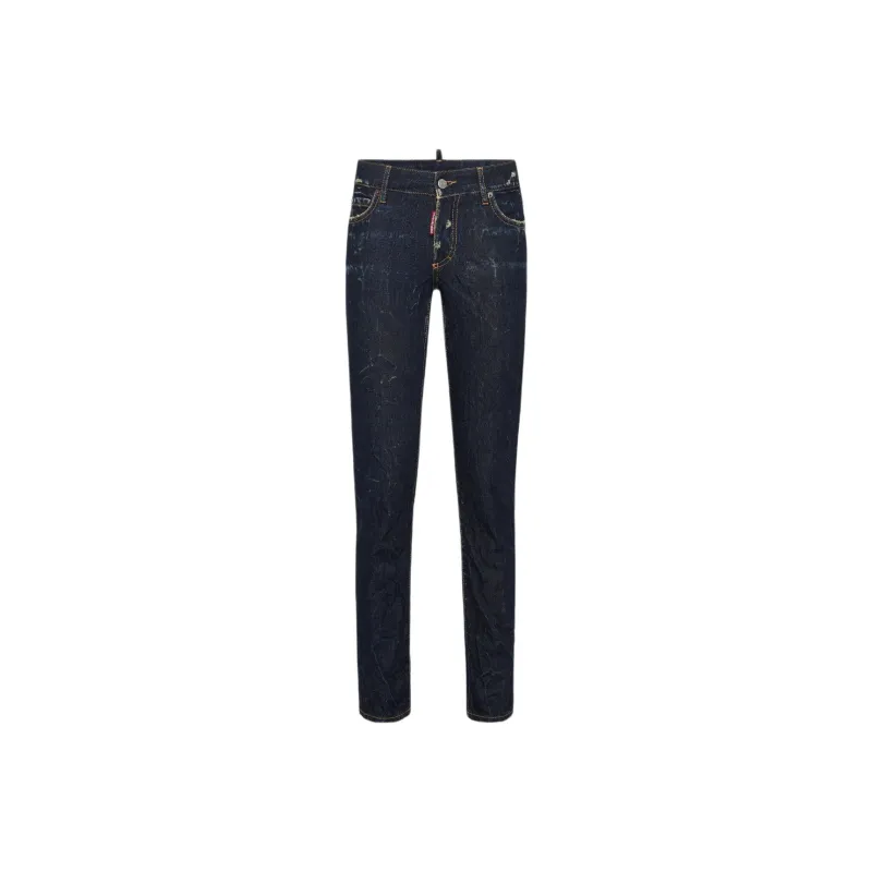 DSQUARED 2 Dark Crinkle Washed Medium Waist Jennifer Jeans-0
