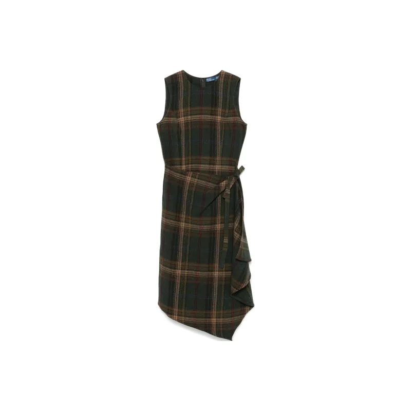Polo Ralph Lauren Wrap Designed Plaid-Check Midi Dress-0