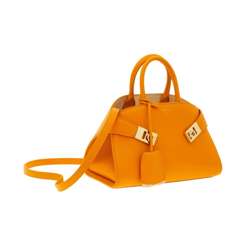 FERRAGAMO Hug Cow Leather Handbag Mini Women's Orange-2