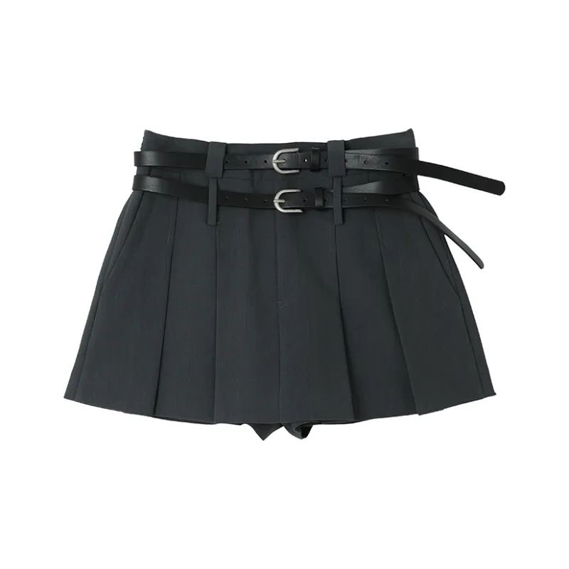 MUKOK Casual Short Skirts Women's Gray Green-0