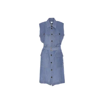 Bottega Veneta SS25 Sleeveless Dress Women's Blue