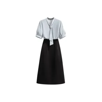 Cypress House Skirt Set Women's Light Blue Top And Black Bottom