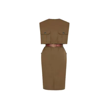 SAINT LAURENT Cut-Out Belted Dress