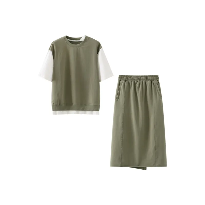 Wbwq Skirt Set Women's Army Green-6