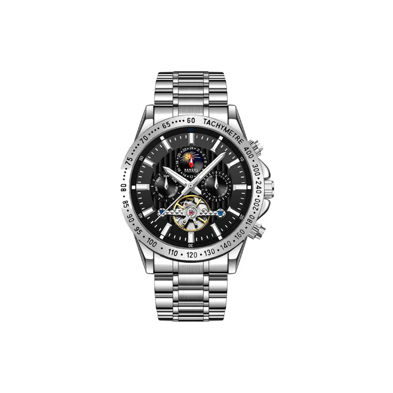 KANGOL Interstellar Series Automatic Mechanical Movement Stainless Steel Strap Watch Men's Watches Black Dial-0