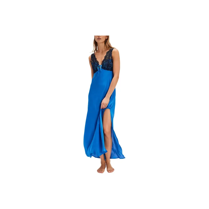 FREE PEOPLE Countryside Maxi Slip Slip Dresses Women's Campanula Combo/Bellflower Grass Combination-0
