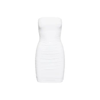 ARITZIA Contour Contour Ruched Mini Tube Dress Sleeveless Dress Women's WHITE/White