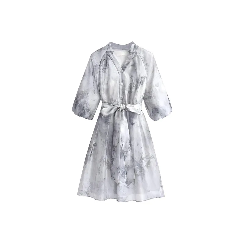 Silky Queen Long Sleeved Dresses Women's White-0