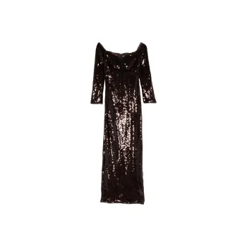 Self portrait Sequin Off shoulder Maxi Dress