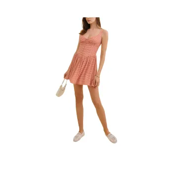 REFORMATION Wynn Dress Slip Dress Women's Strawberry Plaid