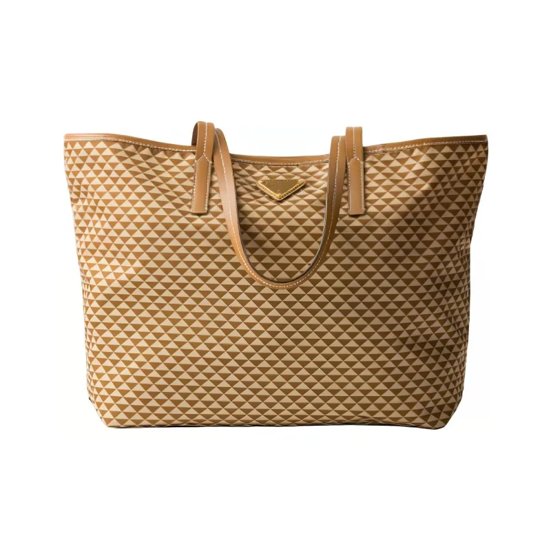 PRADA Recycled Nylon Tote Bag, Shopping Bag, Shoulder Bag Women's Caramel-2