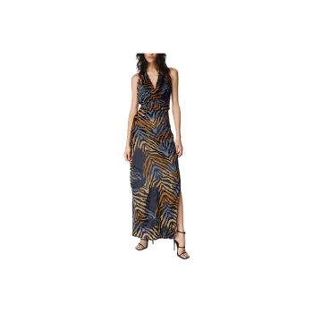 NASTY GAL Animal Devore Extreme Cowl Neck Maxi Dress Sleeveless Dress Women's Multicolor