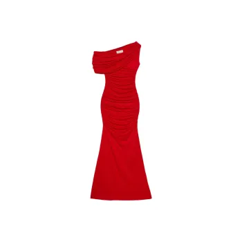 Blumarine One Shoulder Ruched Draped Long Dress