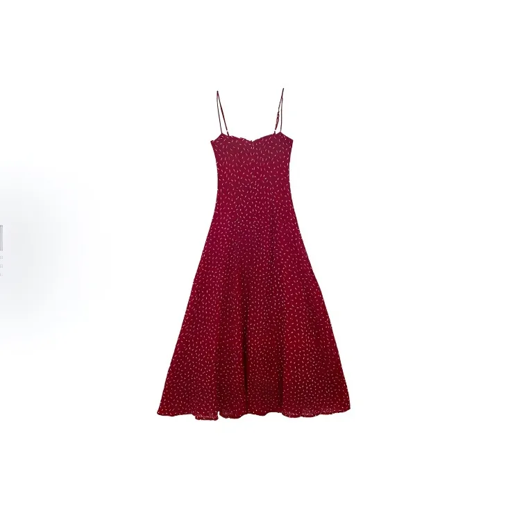 XIAOJUCHUANLI Slip Dress Women's Red-0