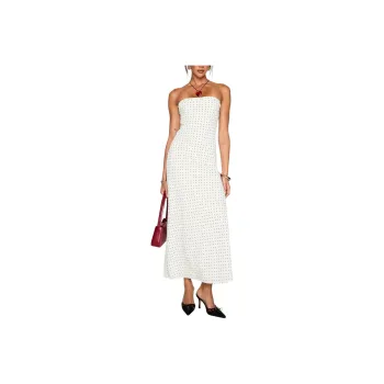 PRINCESS POLLY JUST FOR FUN STRAPLESS MAXI DRESS Sleeveless Dress Women's WHITE POLKA DOT/White Polka Dot