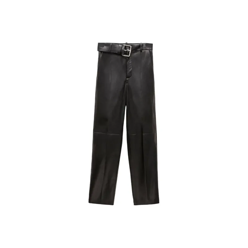 LOEWE Leather Pants Women's Black-0