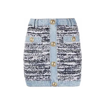 BALMAIN Denim Short Skirts Women's Blue