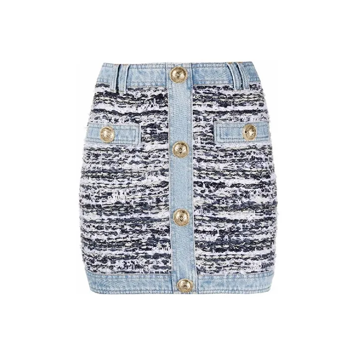 BALMAIN Denim Short Skirts Women's Blue-0